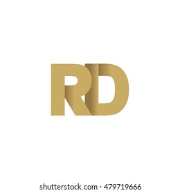 Initial letters RD overlapping fold logo brown gold