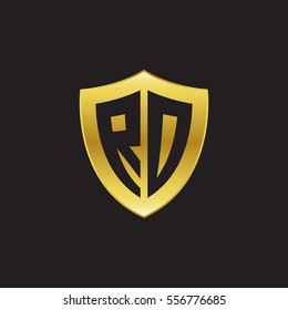 Initial letters RD, RO, shield shape gold logo