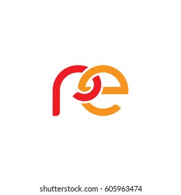 Initial letters re, round overlapping chain shape lowercase logo modern design red orange
