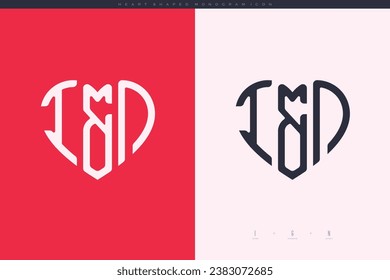 initial IN letters with red heart and love logo flat icon monogram concept
