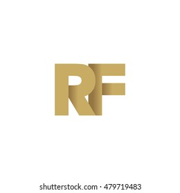 Initial letters RF overlapping fold logo brown gold