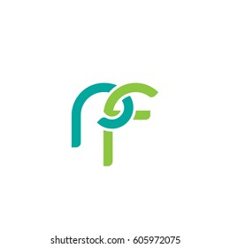 Initial letters rf, round overlapping chain shape lowercase logo modern design modern green