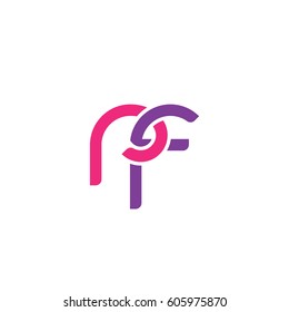 Initial letters rf, round overlapping chain shape lowercase logo modern design pink purple