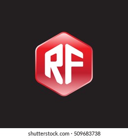 Initial letters RF rounded hexagon shape red modern logo