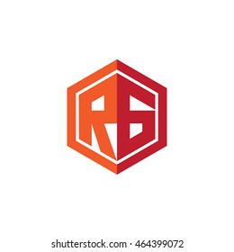 Initial letters RG hexagon shape logo red orange