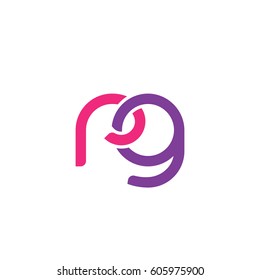 Initial letters rg, round overlapping chain shape lowercase logo modern design pink purple