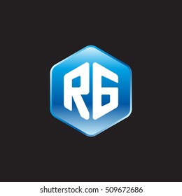 Initial letters RG rounded hexagon shape blue modern logo