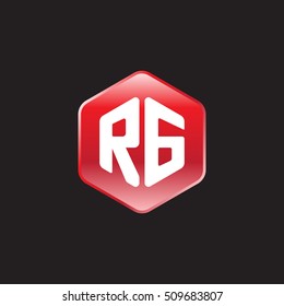 Initial letters RG rounded hexagon shape red modern logo