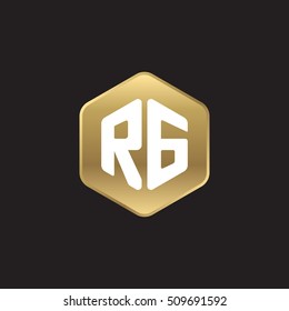 Initial letters RG rounded hexagon shape gold modern logo