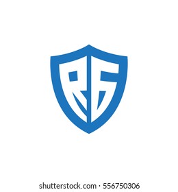 Initial letters RG shield shape blue simple logo