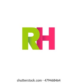 Initial letters RH overlapping fold logo green magenta