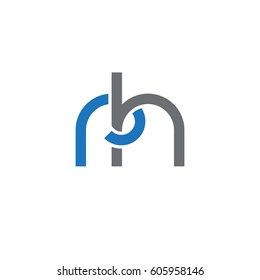 Initial letters rh, round overlapping chain shape lowercase logo modern design blue gray