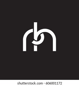 Initial letters rh, round overlapping chain shape lowercase logo modern design white black background