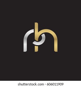 Initial letters rh, round overlapping chain shape lowercase logo modern design silver gold