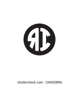 Initial letters RI circle shape monogram black simple logo