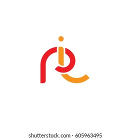 Initial letters ri, round overlapping chain shape lowercase logo modern design red orange