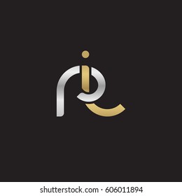 Initial letters ri, round overlapping chain shape lowercase logo modern design silver gold