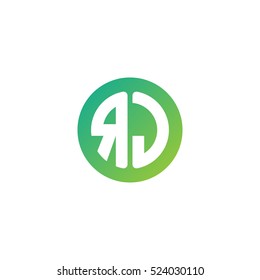 Initial letters RJ circle shape green simple logo