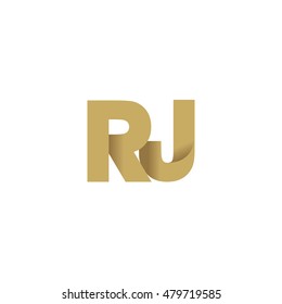 Initial letters RJ overlapping fold logo brown gold