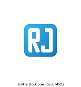 Initial letters RJ rounded square shape blue simple logo
