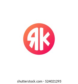 Initial letters RK circle shape red orange simple logo