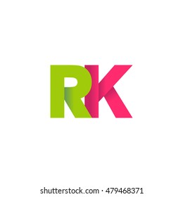 Initial letters RK overlapping fold logo green magenta