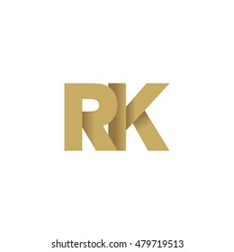 Initial letters RK overlapping fold logo brown gold