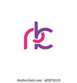 Initial letters rk, round overlapping chain shape lowercase logo modern design pink purple