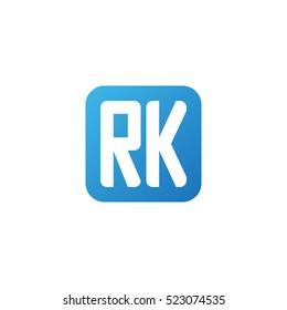 Initial letters RK rounded square shape blue simple logo