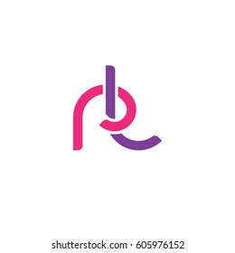 Initial letters rl, round overlapping chain shape lowercase logo modern design pink purple