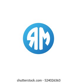Initial letters RM circle shape blue simple logo