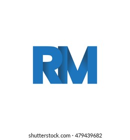 Initial letters RM overlapping fold logo blue