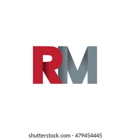 Initial letters RM overlapping fold logo red gray