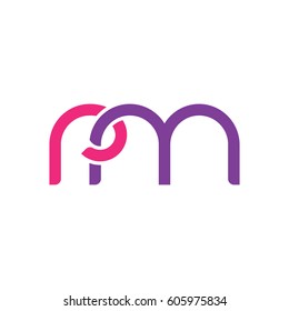 Initial letters rm, round overlapping chain shape lowercase logo modern design pink purple