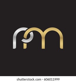 Initial letters rm, round overlapping chain shape lowercase logo modern design silver gold