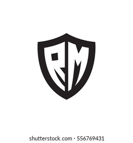 Initial letters RM shield shape black monogram logo