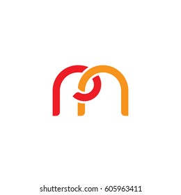 Initial letters rn, round overlapping chain shape lowercase logo modern design red orange