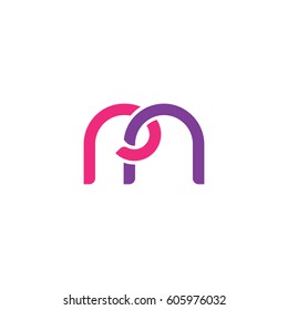 Initial letters rn, round overlapping chain shape lowercase logo modern design pink purple