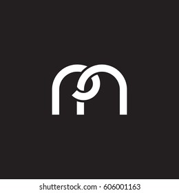 Initial letters rn, round overlapping chain shape lowercase logo modern design white black background