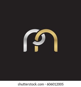 Initial letters rn, round overlapping chain shape lowercase logo modern design silver gold