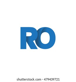 Initial letters RO overlapping fold logo blue