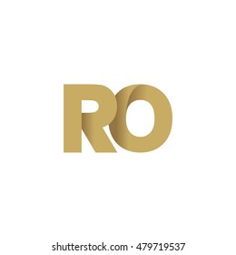 Initial letters RO overlapping fold logo brown gold