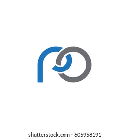 Initial letters ro, round overlapping chain shape lowercase logo modern design blue gray