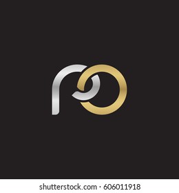 Initial letters ro, round overlapping chain shape lowercase logo modern design silver gold