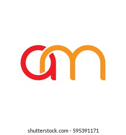 Initial letters am round linked chain shape lowercase logo modern design red orange