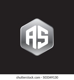 Initial letters AS rounded hexagon shape silver modern logo