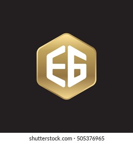 Initial letters EG rounded hexagon shape gold modern logo