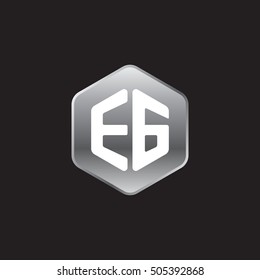 Initial letters EG rounded hexagon shape silver modern logo
