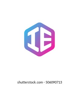 Initial letters IE rounded hexagon shape blue pink purple simple modern logo