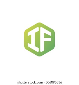 Initial letters IF rounded hexagon shape green simple modern logo